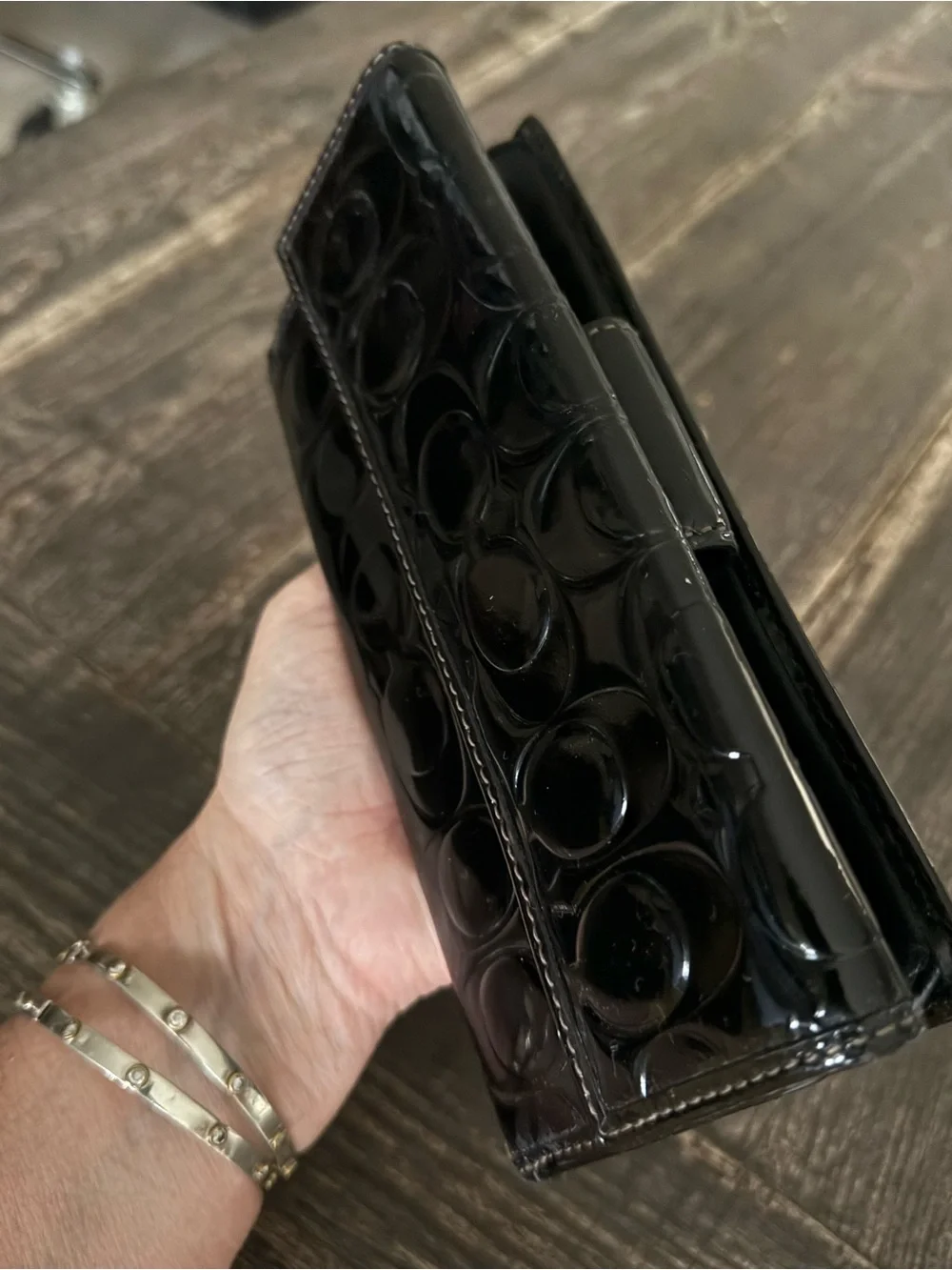 Coach Madison Black Patent Leather Wallet w/ Turquoise Lining | Like New
